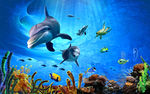 海底世界海豚装饰画背景墙