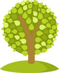 树卡通矢量素材绿叶圆树素材游戏