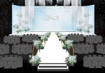 蓝色浪漫婚礼仪式区厅内效果图