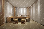 现代茶室接待室集成墙面效果图