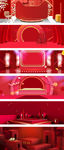 淘宝天猫双11红色舞台背景海报