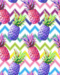 手绘波浪纹彩色菠萝水果图案