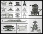 矢量手绘中国古典建筑