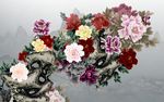 新中式富贵牡丹立体花背景墙