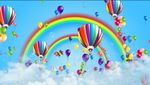 彩虹气球风车儿童节背景