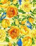 手绘花卉黄色玫瑰蔷薇花服装素材
