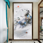 新中式抽象简约山水玄关装饰画
