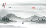 中式山水水墨画背景墙