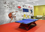 乒乓球室壁画个性运动健身背景墙
