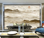 新中式大理石纹电视沙发背景墙