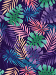手绘热带植物服装印花图案素材