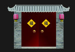 古典 旗袍 大門 道具 舞臺(tái)
