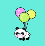 挂着气球的熊猫