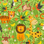 卡通儿童房抽象植物动物背景墙