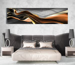 现代烁金抽象立体线条床头画