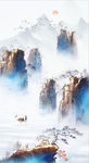 新中式山水松林风景玄关装饰画