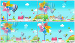 4K快乐卡通热气球 背景视频