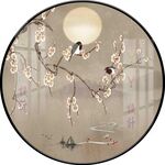新中式手绘花鸟圆形装饰画图