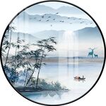 圆形新中式山水装饰画图片