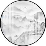 新中式轻奢山水圆形装饰画