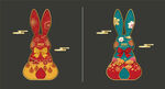 古典兔子背影新年氛围装饰