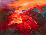 抽象油画红鲤鱼