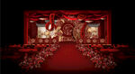 大气新中式红色婚礼舞台设计效果
