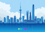 简约科技感扁平化面状上海市地标
