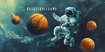 宇航员篮球广告展板背景墙壁画