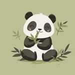 吃竹子的熊猫插画