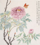 古典牡丹蝴蝶中式水墨装饰画