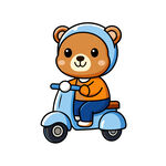 矢量动物骑电动车的小熊