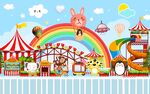 卡通彩虹可爱动物儿童背景墙