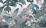 热带植物森林花卉电视背景墙壁画
