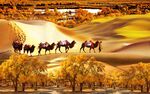 新疆沙漠胡杨背景墙