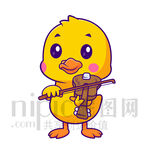 可爱卡通拉小提琴的鸭子