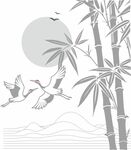 水墨竹鶴圖