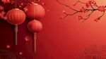 喜慶紅燈籠配紅梅背景