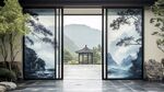 中式庭院 門啟山水禪意景