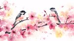 春日雙鳥棲于繁花枝頭
