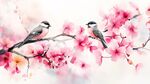 雙鳥棲于繁花枝頭