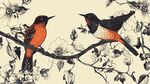 枝頭雙鳥繪繁花景致
