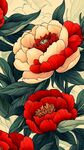 復(fù)古風(fēng)牡丹花卉圖案