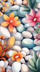 石間花卉圖案的唯美景象