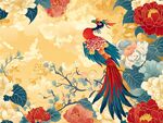 鳳凰棲于繁花間的祥瑞圖景
