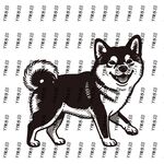 可愛柴犬黑白插畫圖案