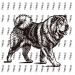 威武松獅犬黑白插畫