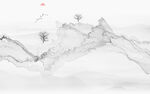 抽象水墨線條煙霧山水電視背景墻