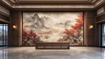 中式大廳山水壁畫裝飾