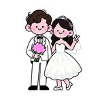 卡通風(fēng)格新婚夫婦甜蜜形象